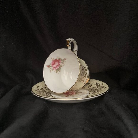 Vintage Paragon Fine Bone China Yellow/Gold & Pink Rose Tea Cup /Saucer Numbered - Picture 3 of 7